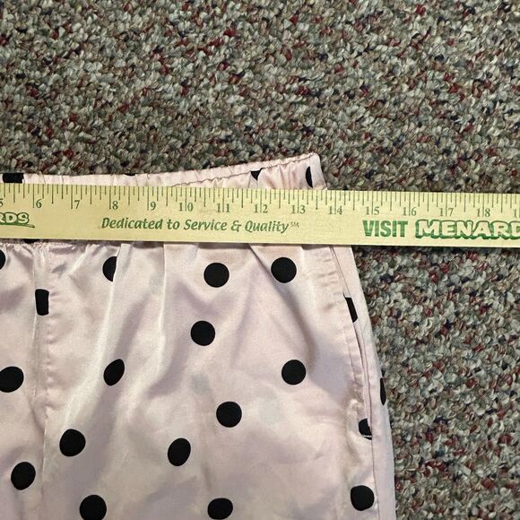 Kate Spade Pink with Black Polka Dots Satin Short Sleeve Capri Length Pajamas S - Picture 14 of 15